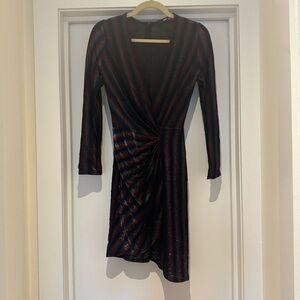 TFNC Multicolor Striped Shimmery Long Sleeve Dress